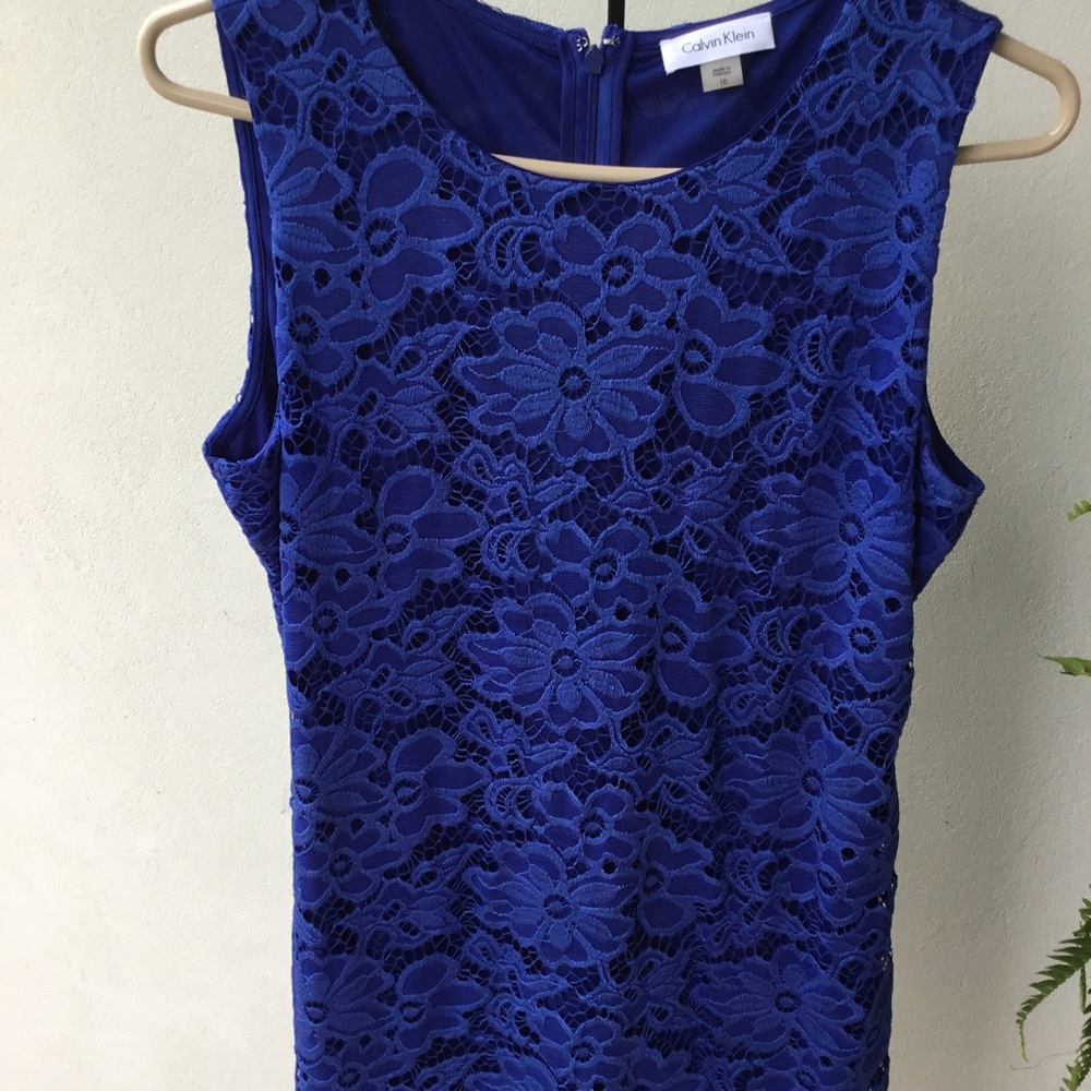 Calvin Klein Womens Bright Royal Blue lace dress size 10